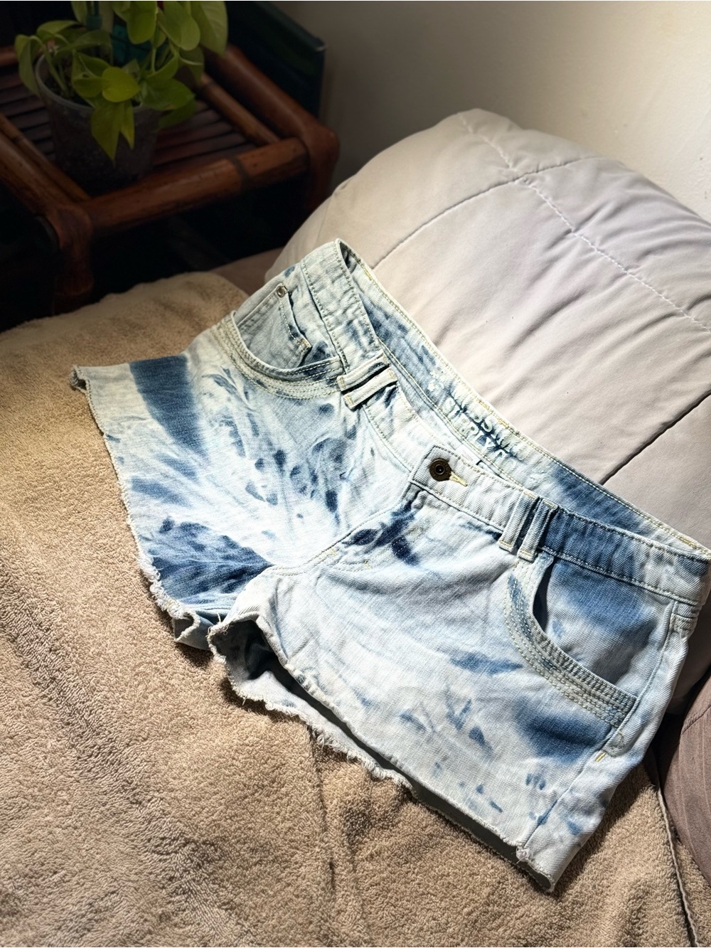 Light Blue Tie-Dye Women’s Denim Shorts